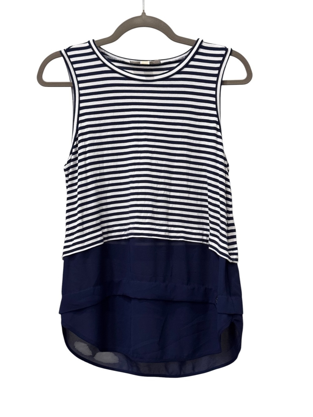 Michael Michael Kors Navy White Striped Layered Sleeveless Blouse Top Size S